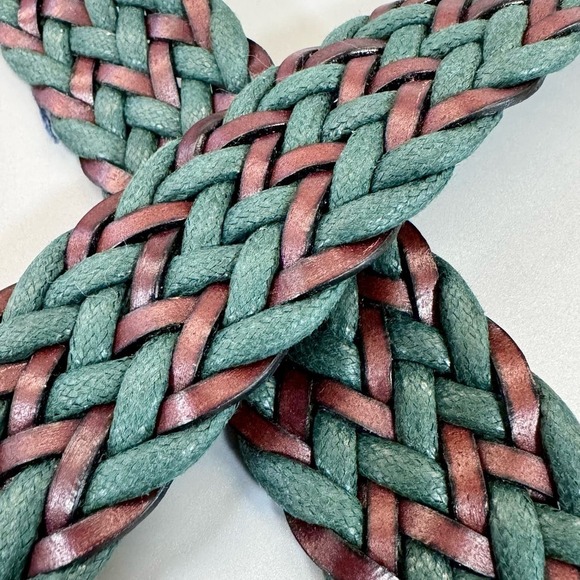 Italian Chevron Braided Leather Belt NWOT - Picture 3 of 8